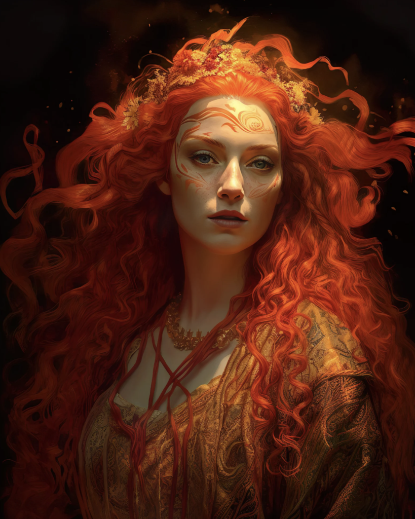 Artwork of the Celtic Goddess Brigid by InTheFlowOfMagic