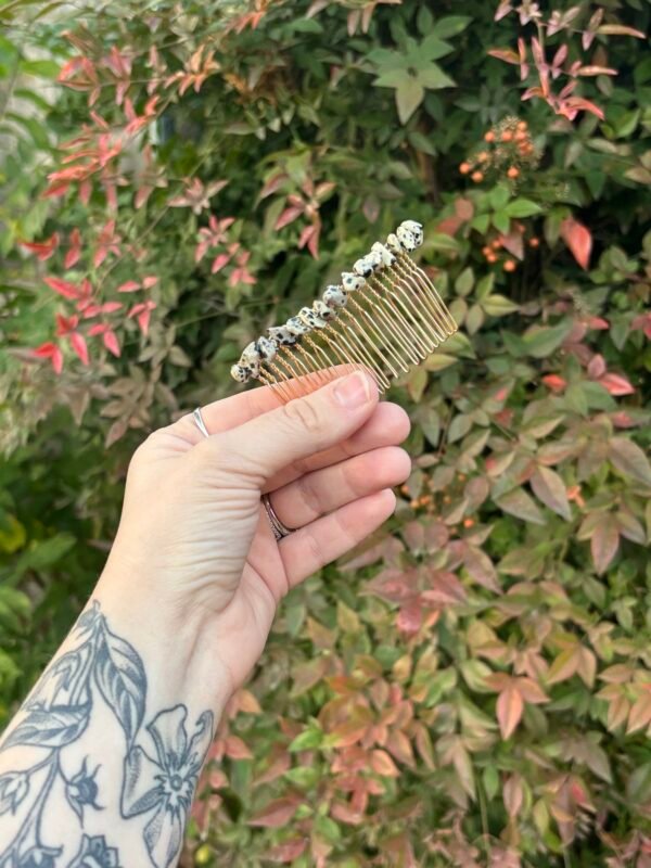 Dalmatian Jasper Hair Comb