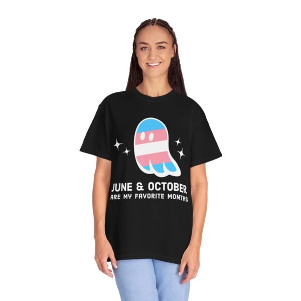 Proud Ghost | June & October Are My Favorite Months | Trans Flag | Unisex Comfort Colors T-shirt - Image 5