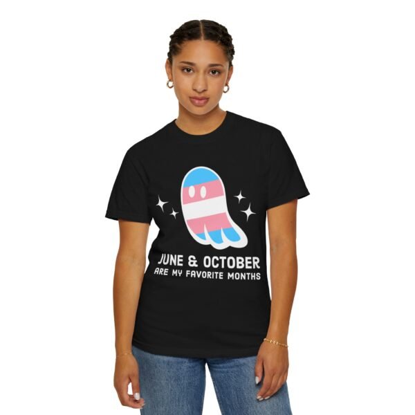 Proud Ghost | June & October Are My Favorite Months | Trans Flag | Unisex Comfort Colors T-shirt - Image 6