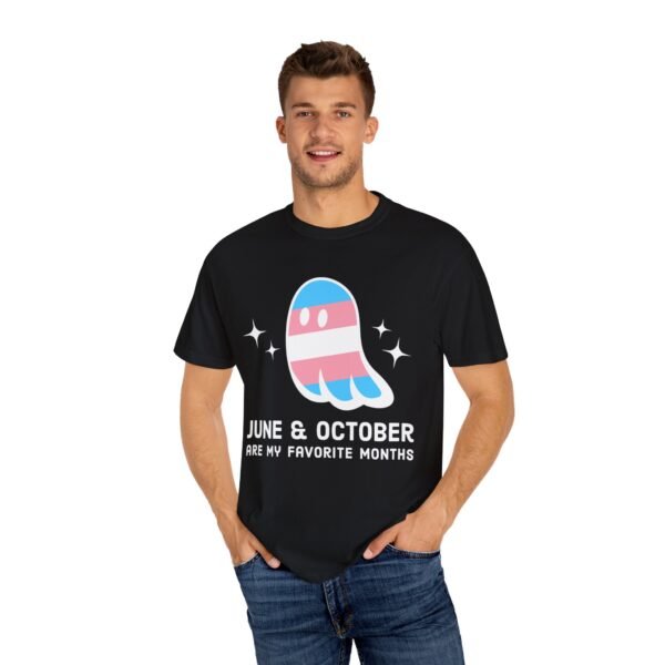 Proud Ghost | June & October Are My Favorite Months | Trans Flag | Unisex Comfort Colors T-shirt - Image 4