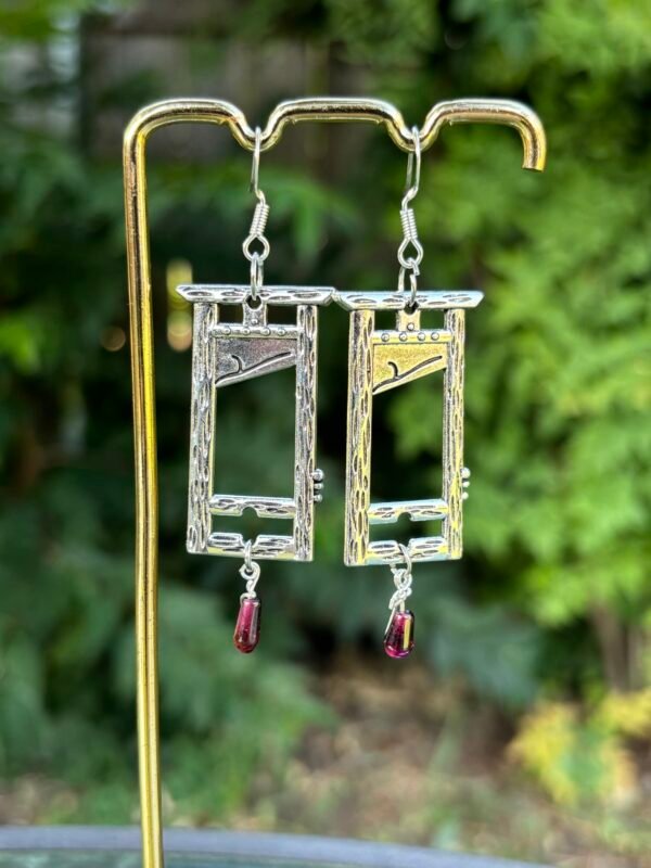 Guillotine Garnet Blood Drip Earrings