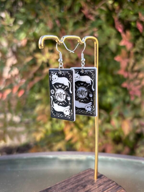 Acrylic Judgement Cat Tarot Earrings - Image 2