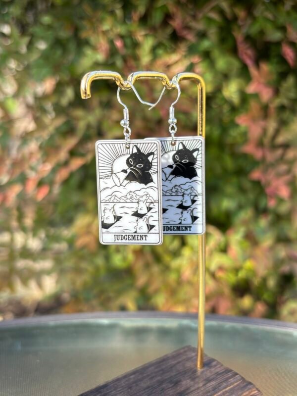 Acrylic Judgement Cat Tarot Earrings