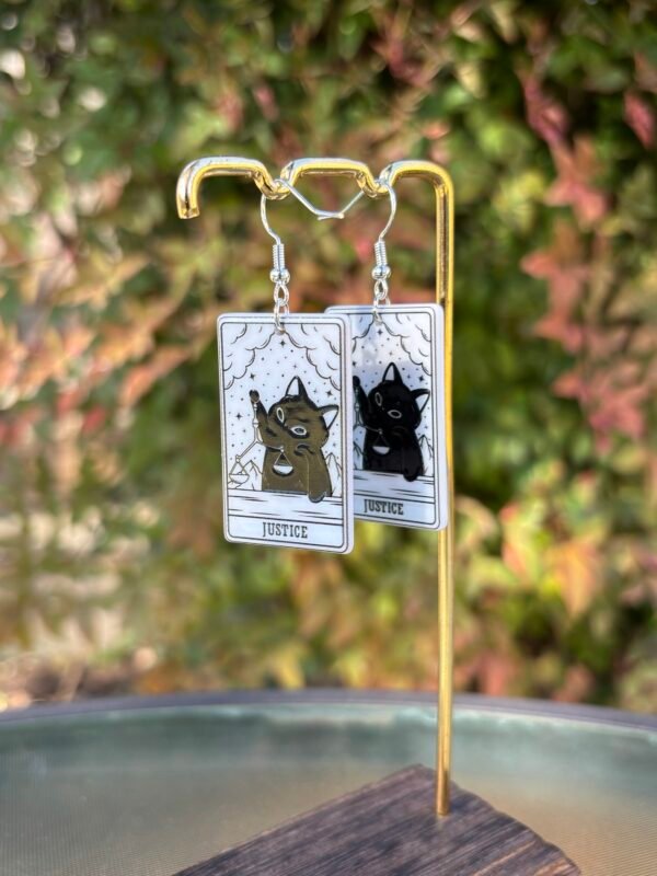 Acrylic Justice Cat Tarot Earrings