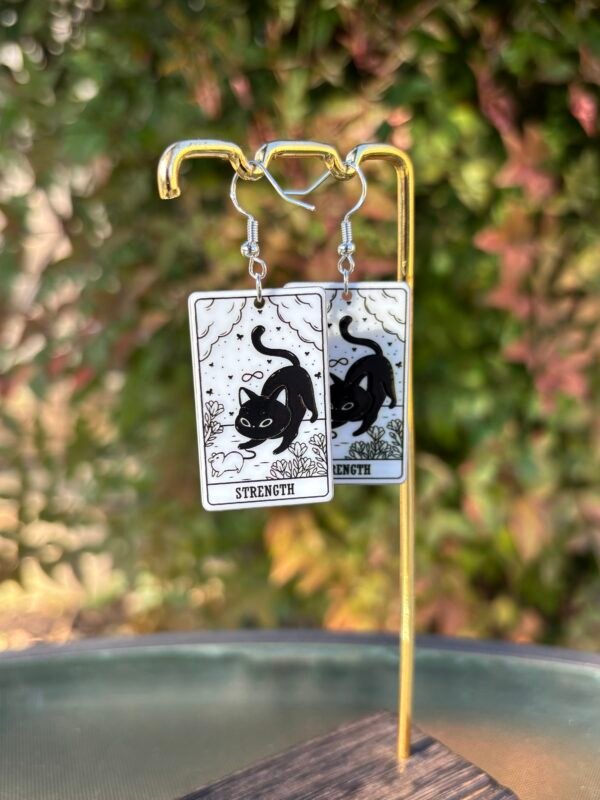 Acrylic Strength Cat Tarot Earrings