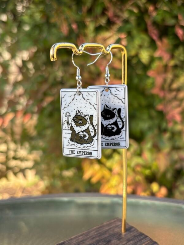 Acrylic Emperor Cat Tarot Earrings