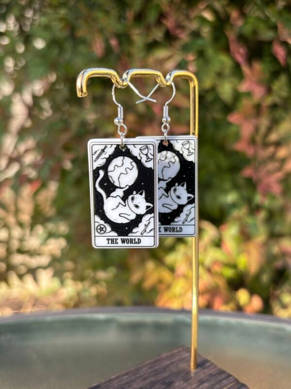 Acrylic World Cat Tarot Earrings