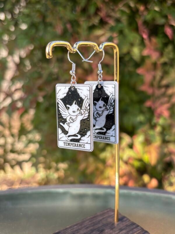 Acrylic Temperance Cat Tarot Earrings