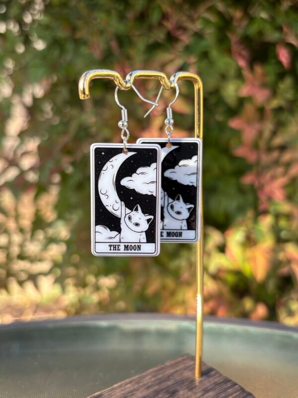 Acrylic Moon Cat Tarot Earrings