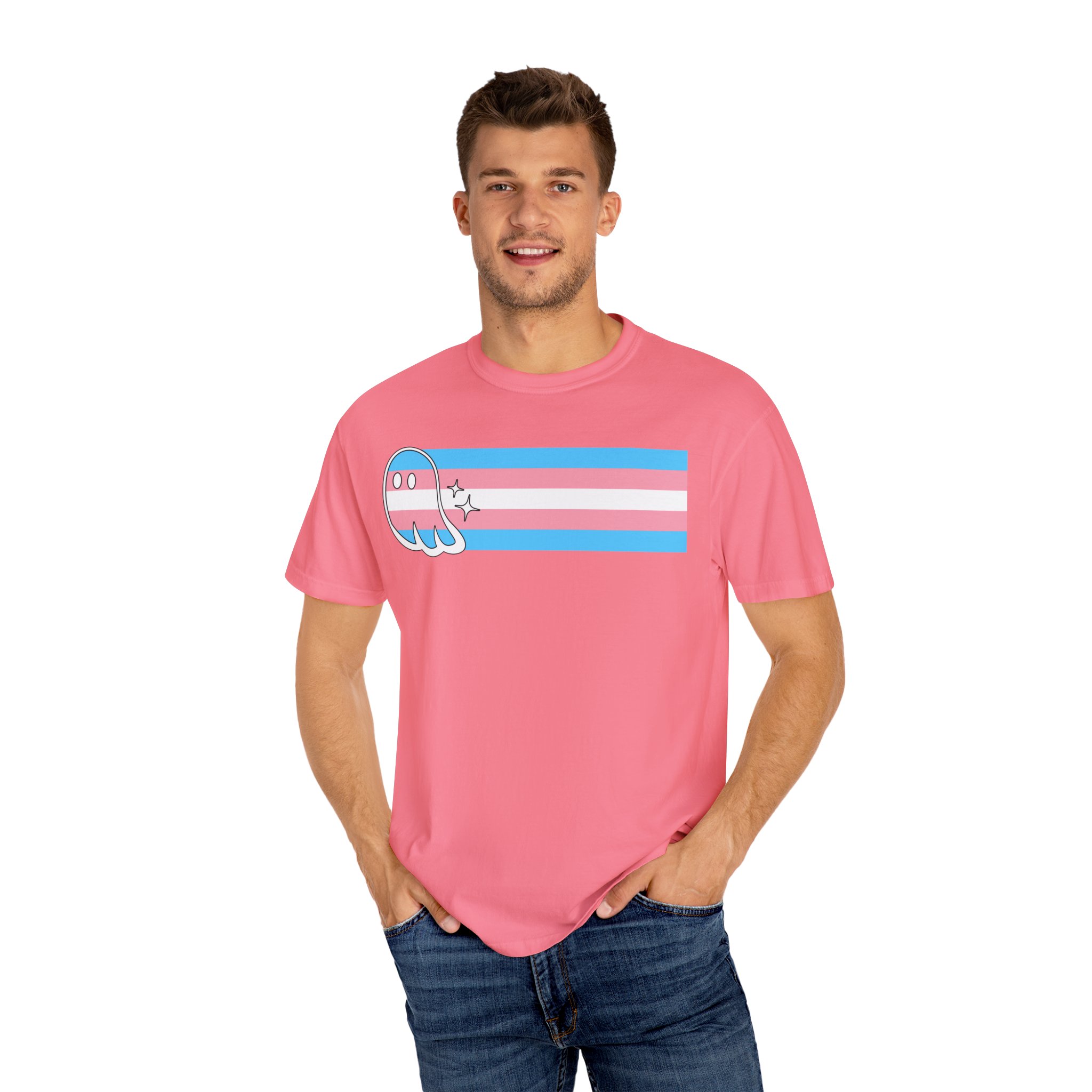 Proud Ghost | Trans Flag | Unisex Comfort Colors T-shirt - Image 20