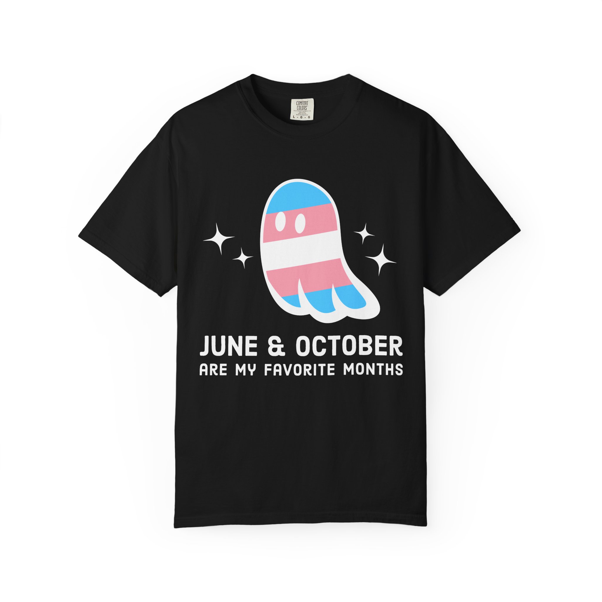 Proud Ghost | June & October Are My Favorite Months | Trans Flag | Unisex Comfort Colors T-shirt