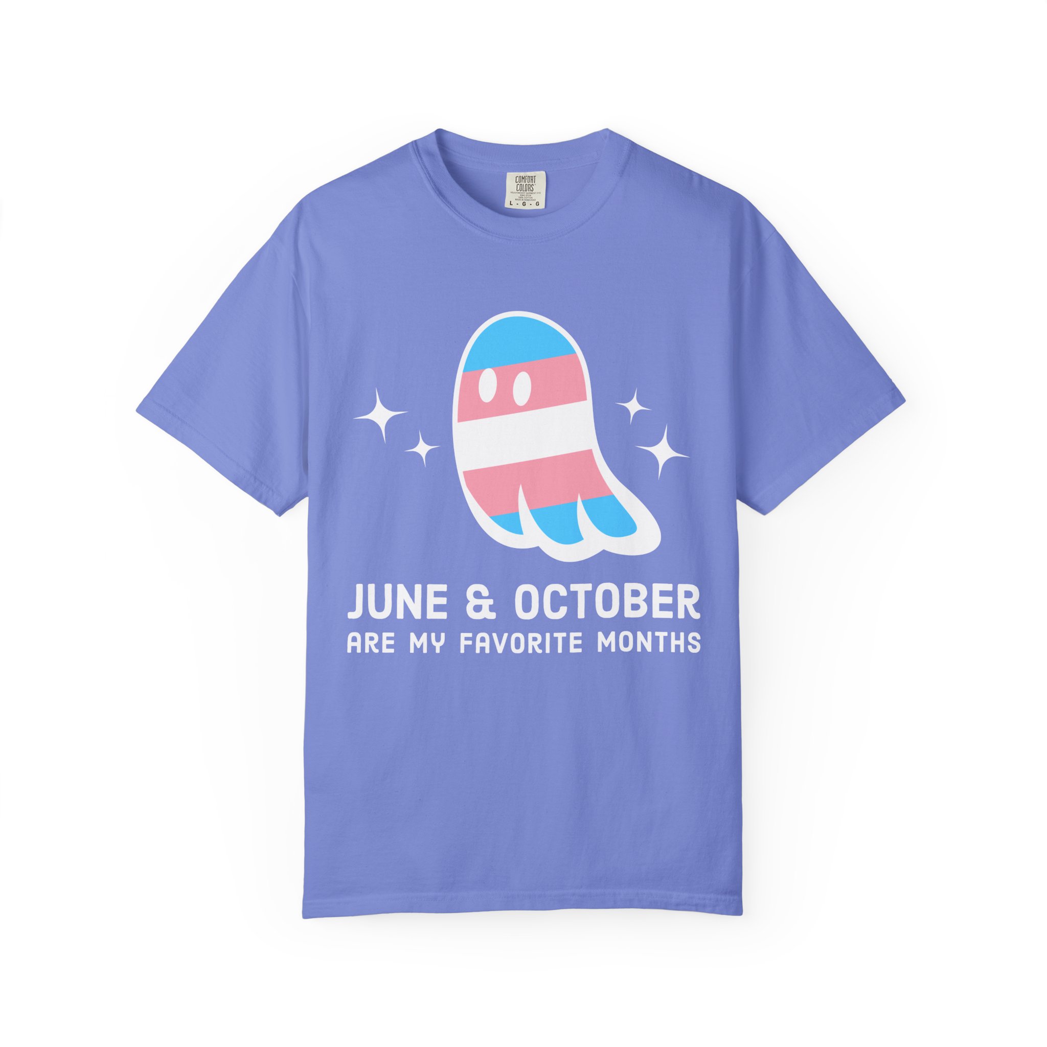 Proud Ghost | June & October Are My Favorite Months | Trans Flag | Unisex Comfort Colors T-shirt - Image 9