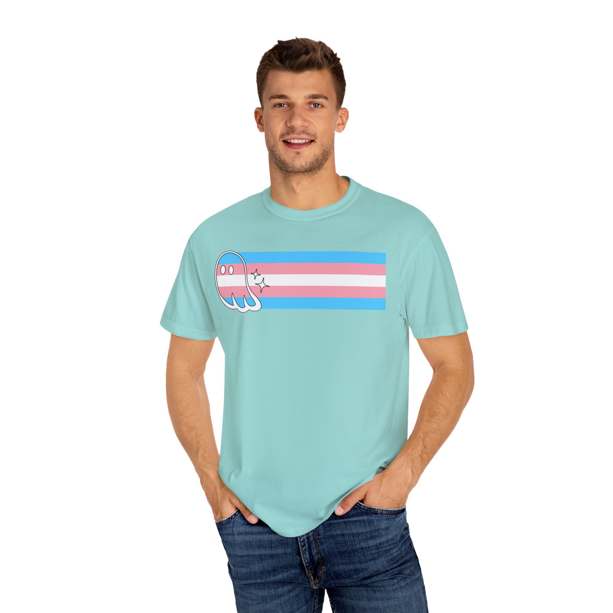 Proud Ghost | Trans Flag | Unisex Comfort Colors T-shirt - Image 8