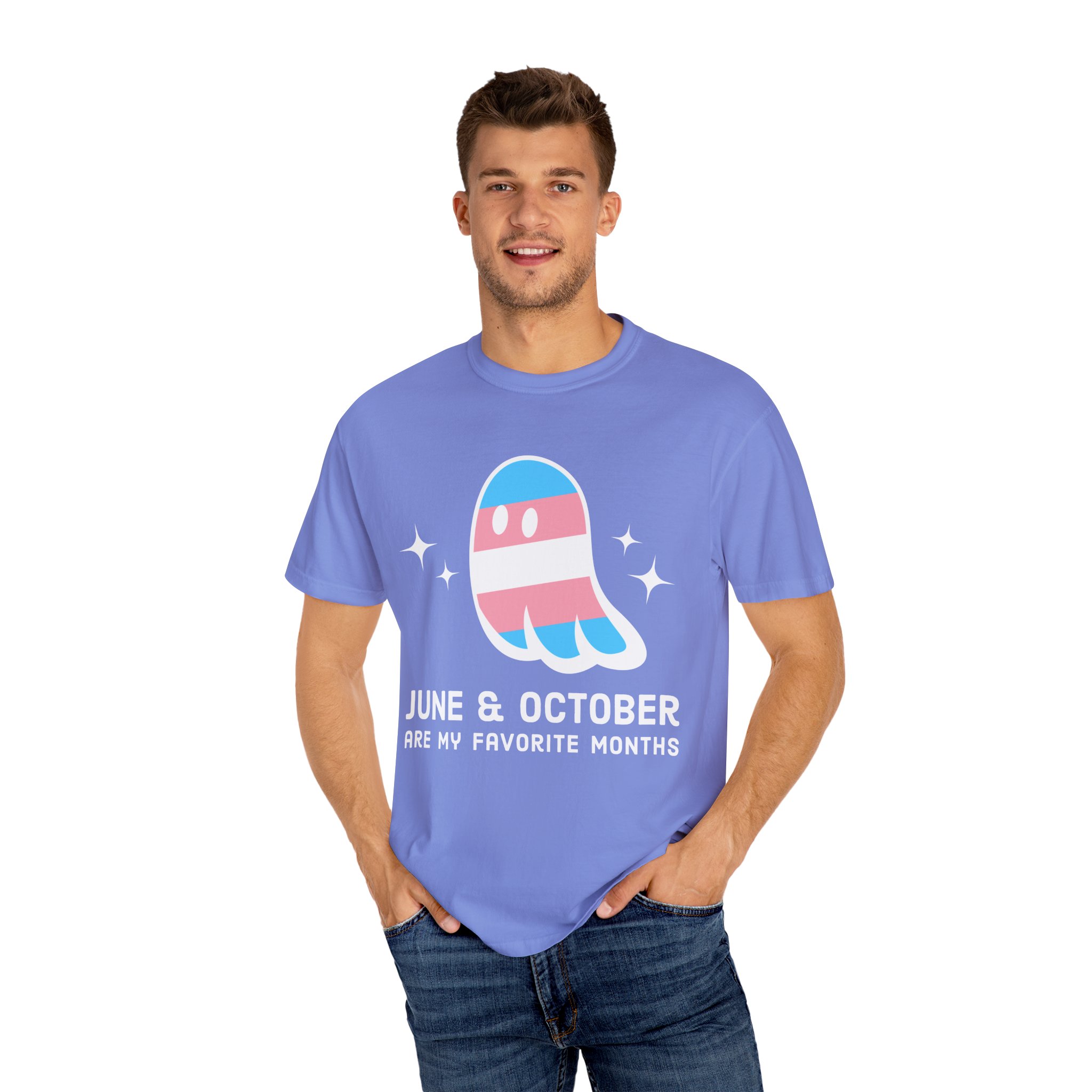 Proud Ghost | June & October Are My Favorite Months | Trans Flag | Unisex Comfort Colors T-shirt - Image 12