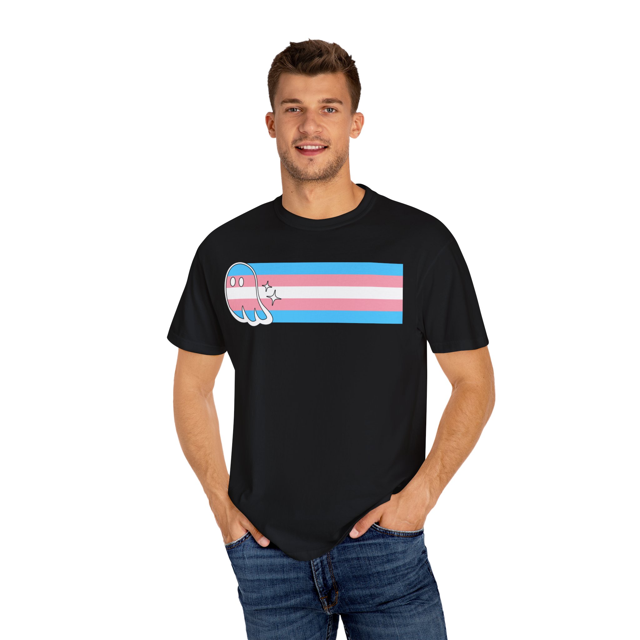 Proud Ghost | Trans Flag | Unisex Comfort Colors T-shirt - Image 4