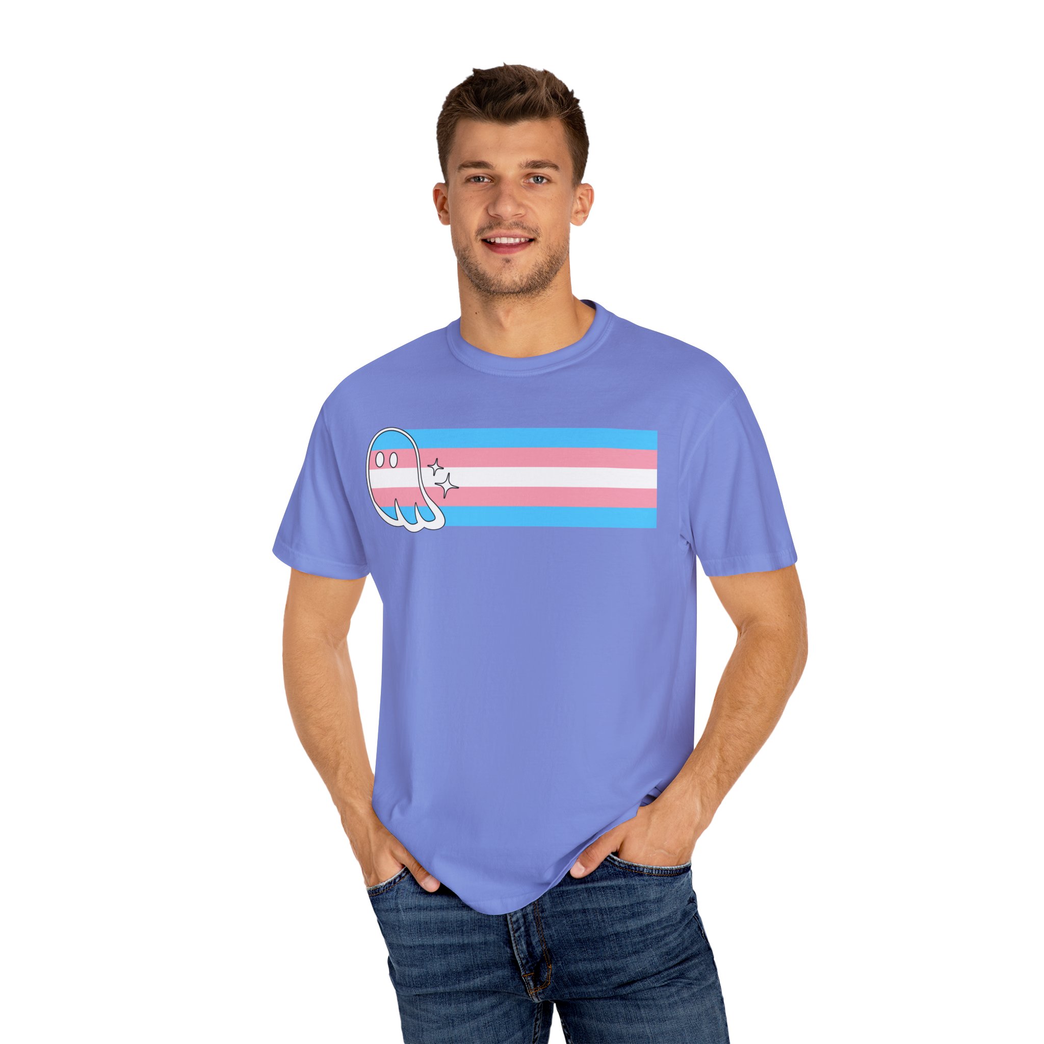 Proud Ghost | Trans Flag | Unisex Comfort Colors T-shirt - Image 12