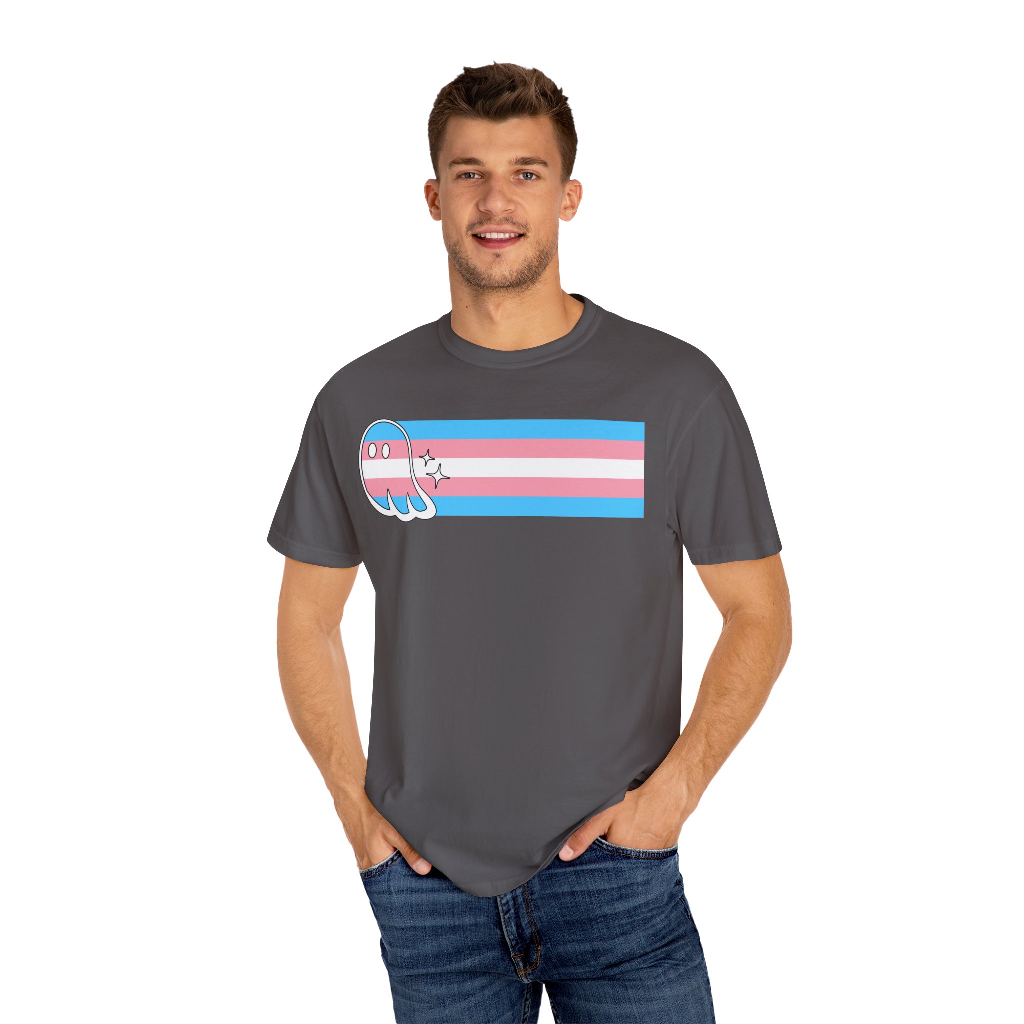 Proud Ghost | Trans Flag | Unisex Comfort Colors T-shirt - Image 16