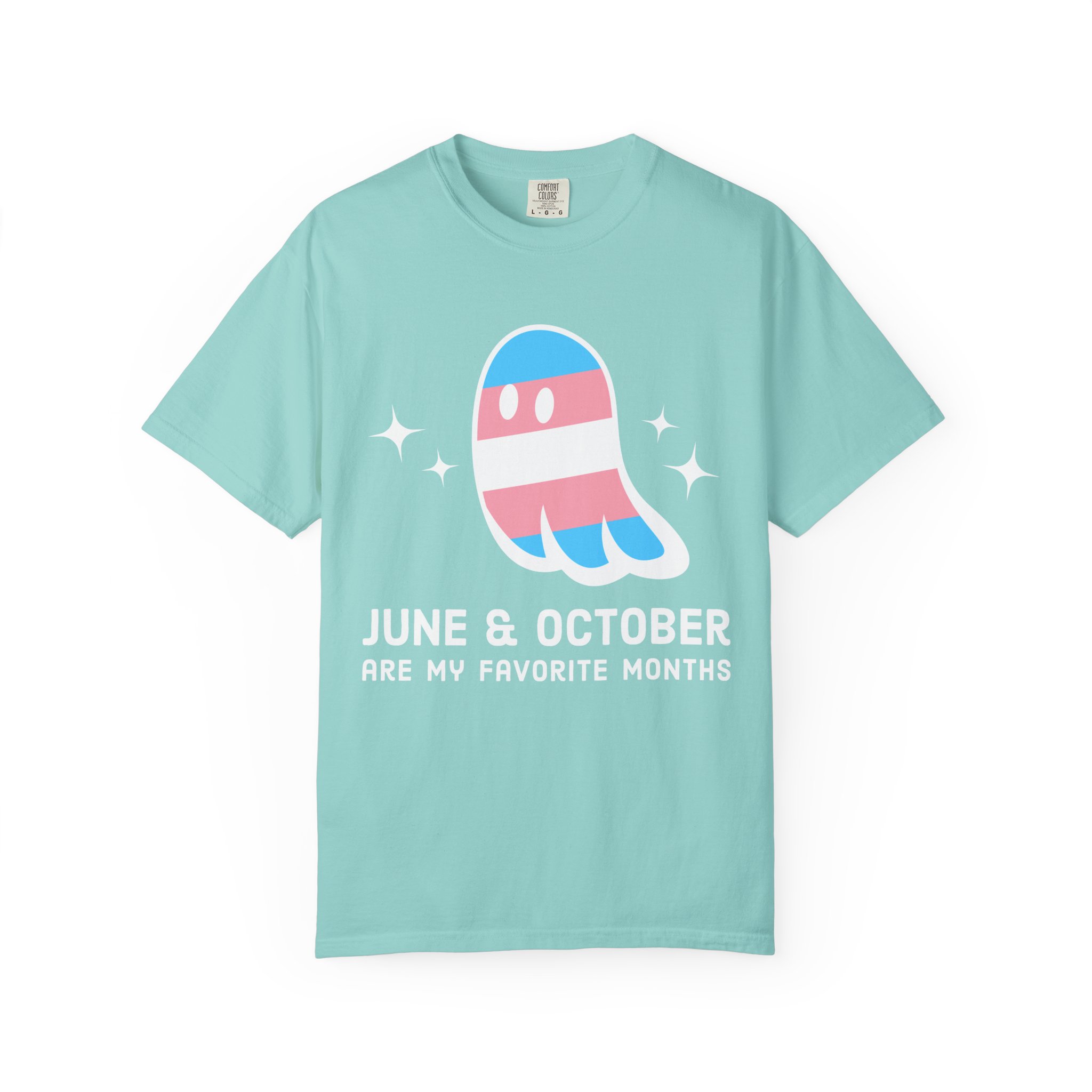Proud Ghost | June & October Are My Favorite Months | Trans Flag | Unisex Comfort Colors T-shirt - Image 5