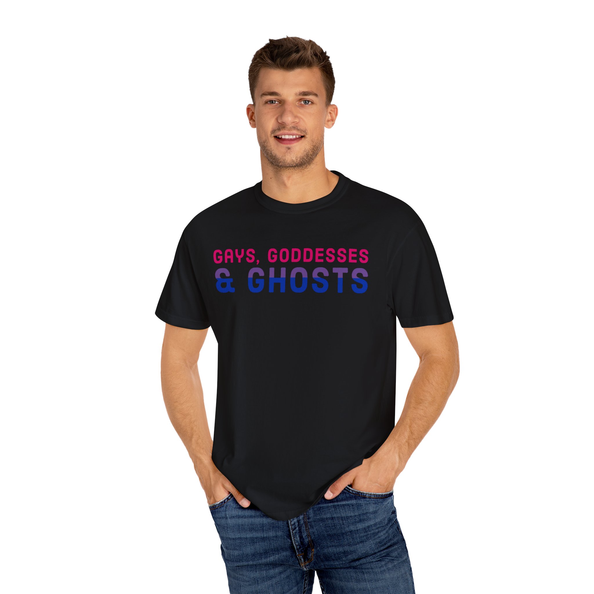 Gays, Goddesses & Ghosts | Bi Flag | Unisex Comfort Colors T-shirt - Image 4