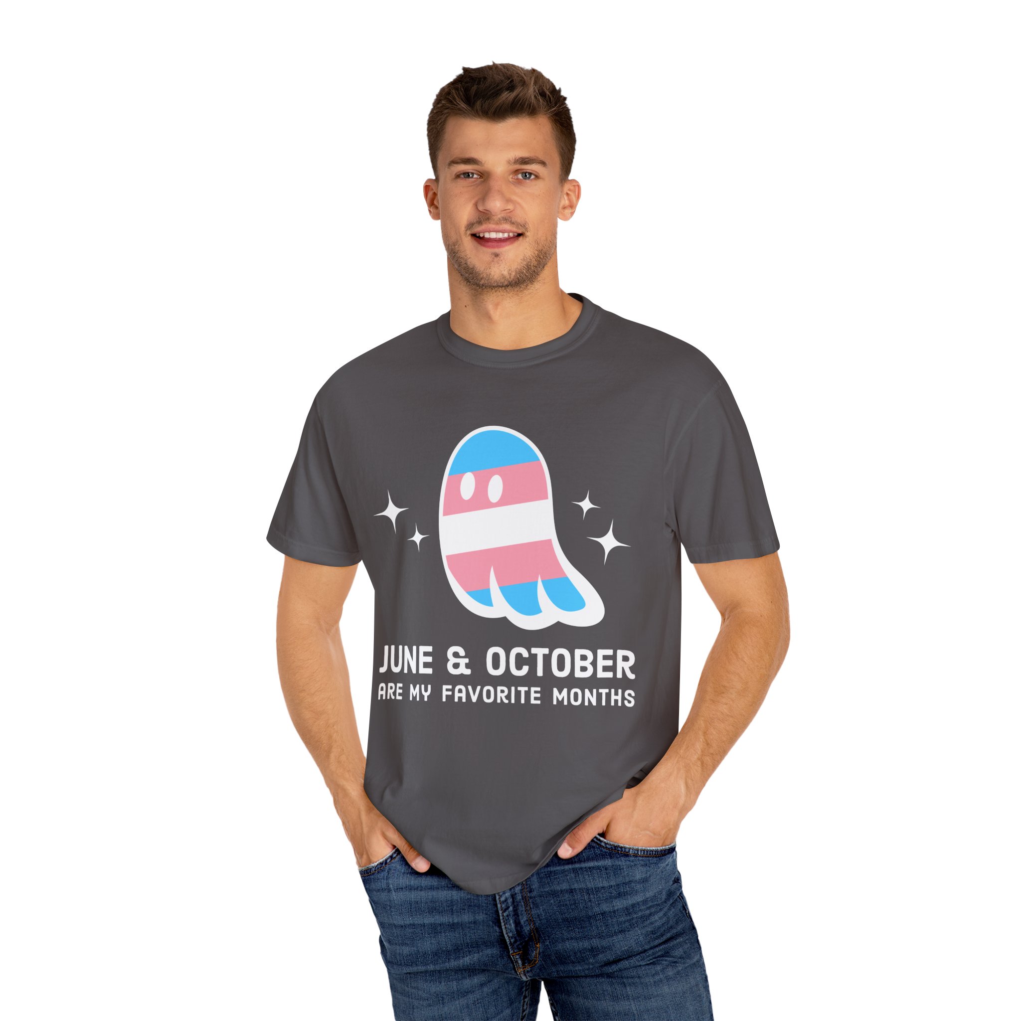 Proud Ghost | June & October Are My Favorite Months | Trans Flag | Unisex Comfort Colors T-shirt - Image 16