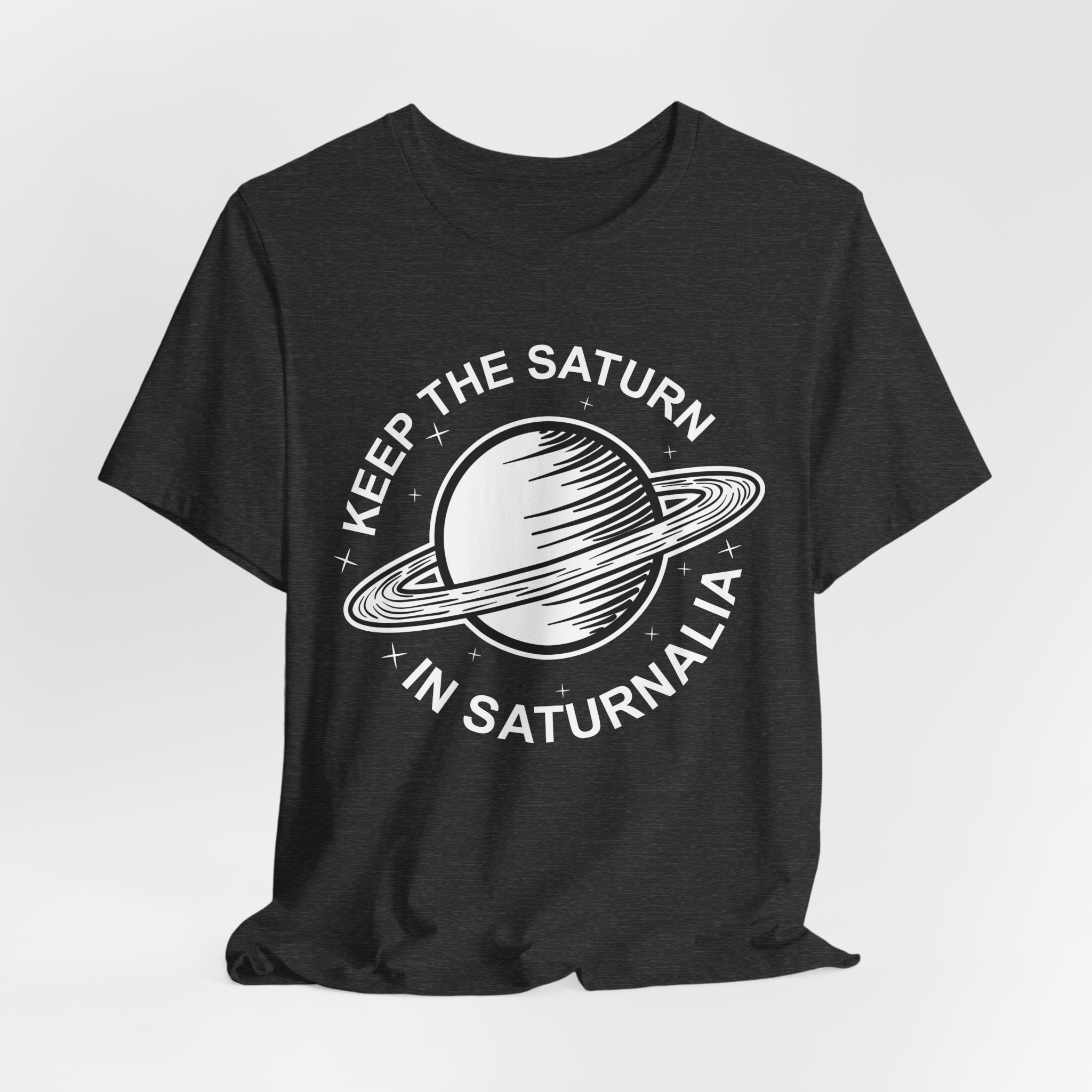 Keep the Saturn in Saturnalia (Black) | Unisex Jersey Short Sleeve Tee - Image 12