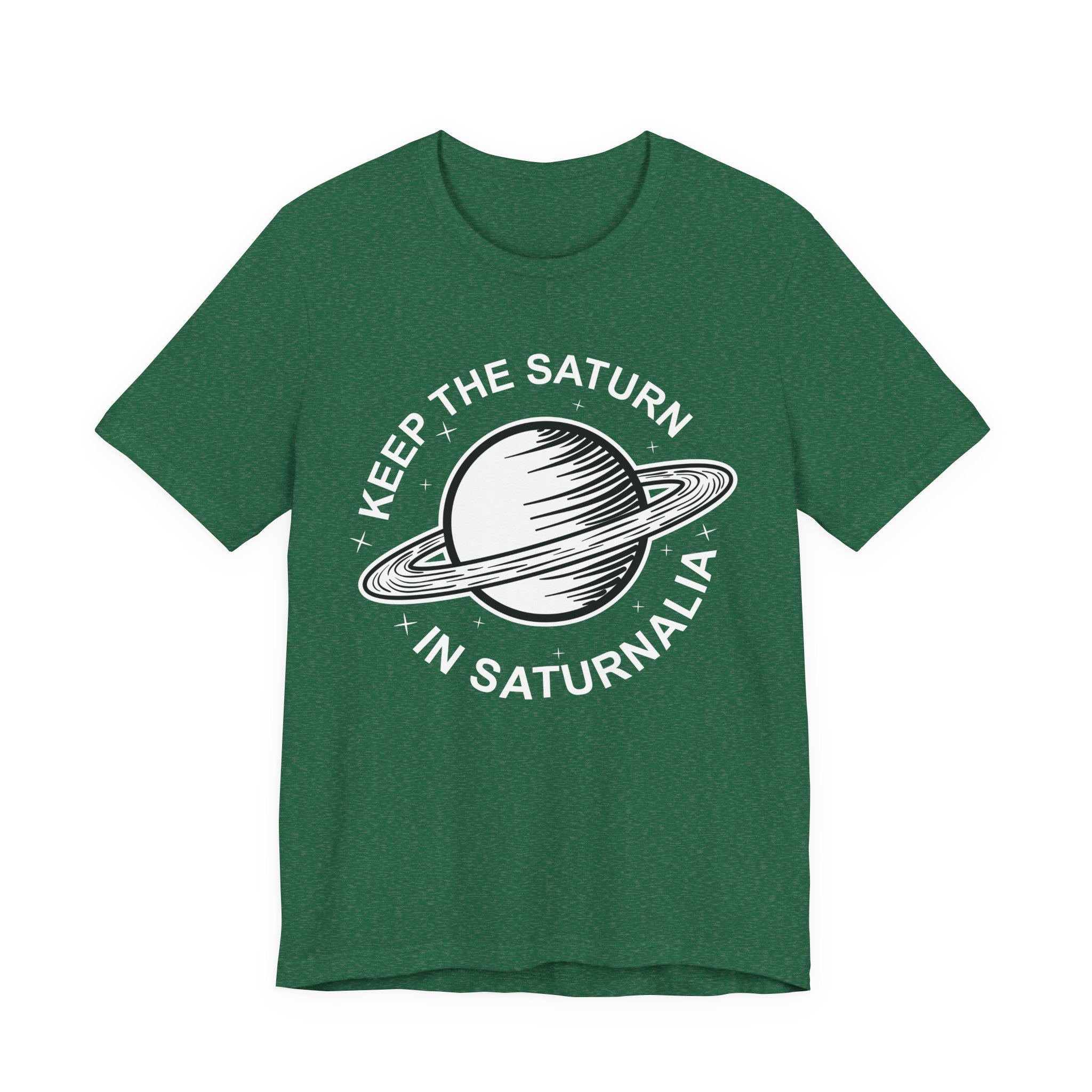 Keep the Saturn in Saturnalia (Black) | Unisex Jersey Short Sleeve Tee - Image 5