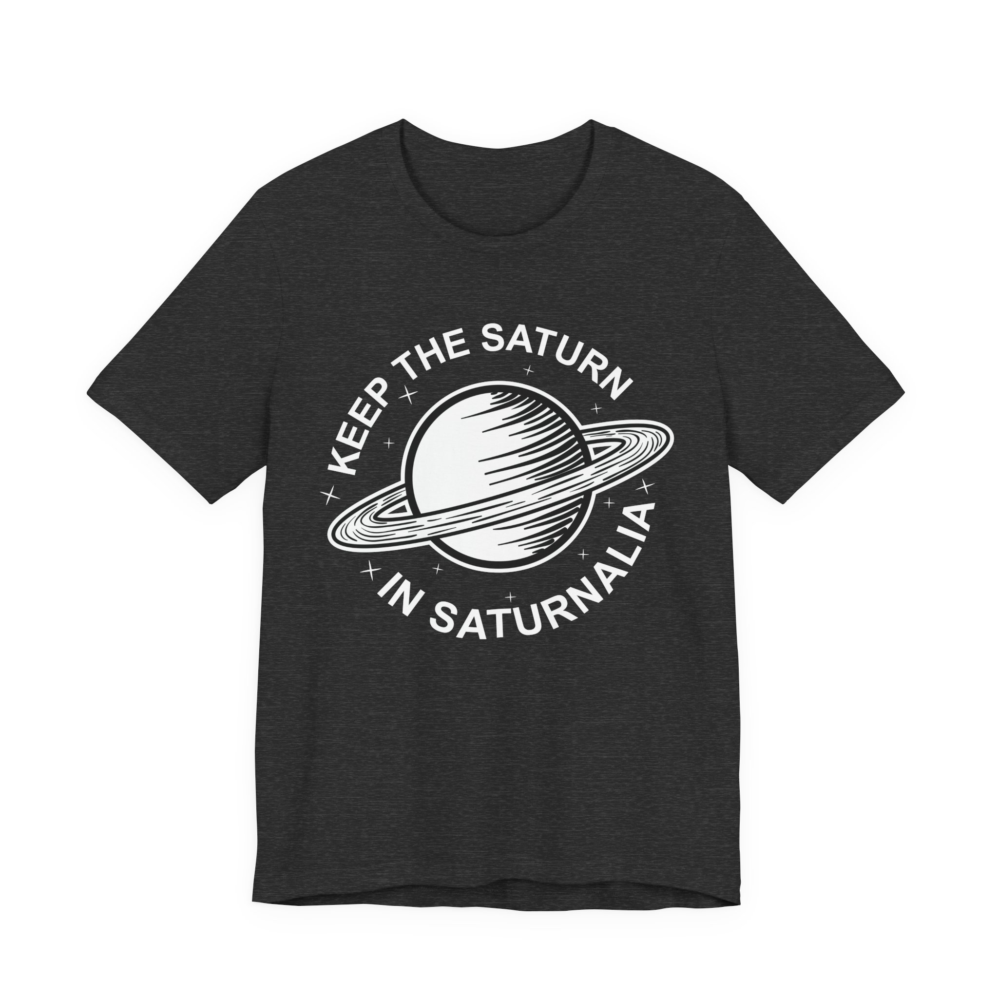 Keep the Saturn in Saturnalia (Black) | Unisex Jersey Short Sleeve Tee - Image 9