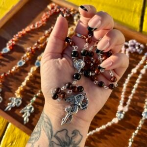Lilith Goddess Rosary | Mahogany Obsidian and Silver Sheen Obsidian