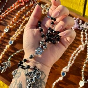 Lilith Goddess Rosary | Black Obsidian and Snowflake Obsidian