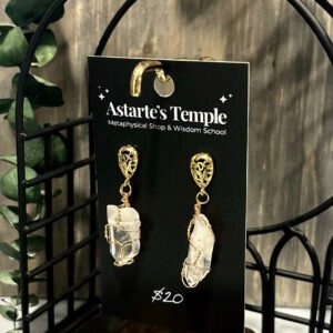 Quartz Ornate Gold Post Earrings