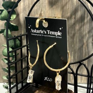 Gold Hoop Quartz Earrings