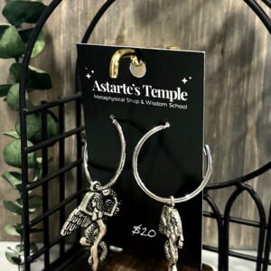 Silver Hoop Lilith Goddess Earrings