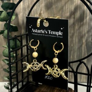 Gold Triple Moon Mother of Pearl Earrings