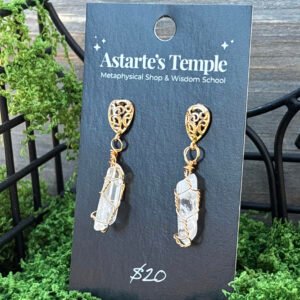 Quartz Ornate Gold Post Earrings