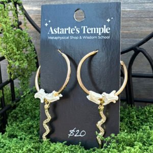 Gold Hoops with Snake Vertebrae and Snake Charms Earrings