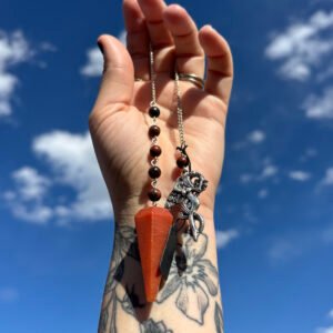 Red Aventurine Handmade Pendulum with Lilith Charm