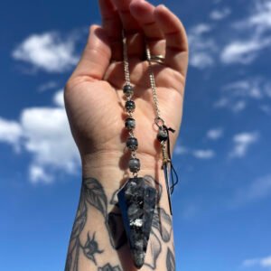 Larvikite Handmade Pendulum with Sword Charm
