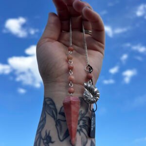 Pink Agate Handmade Pendulum with Shell Charm